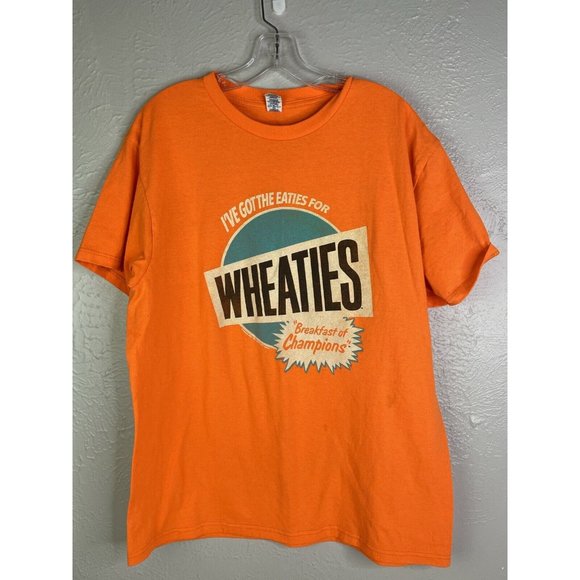 Vintage Men’s Wheaties  Breakfast of Champions T-shirt, Orange Size L -Mark,See - Picture 1 of 7